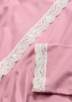 bonprix bonprix Pijama con botones malva-blanco lana Discount