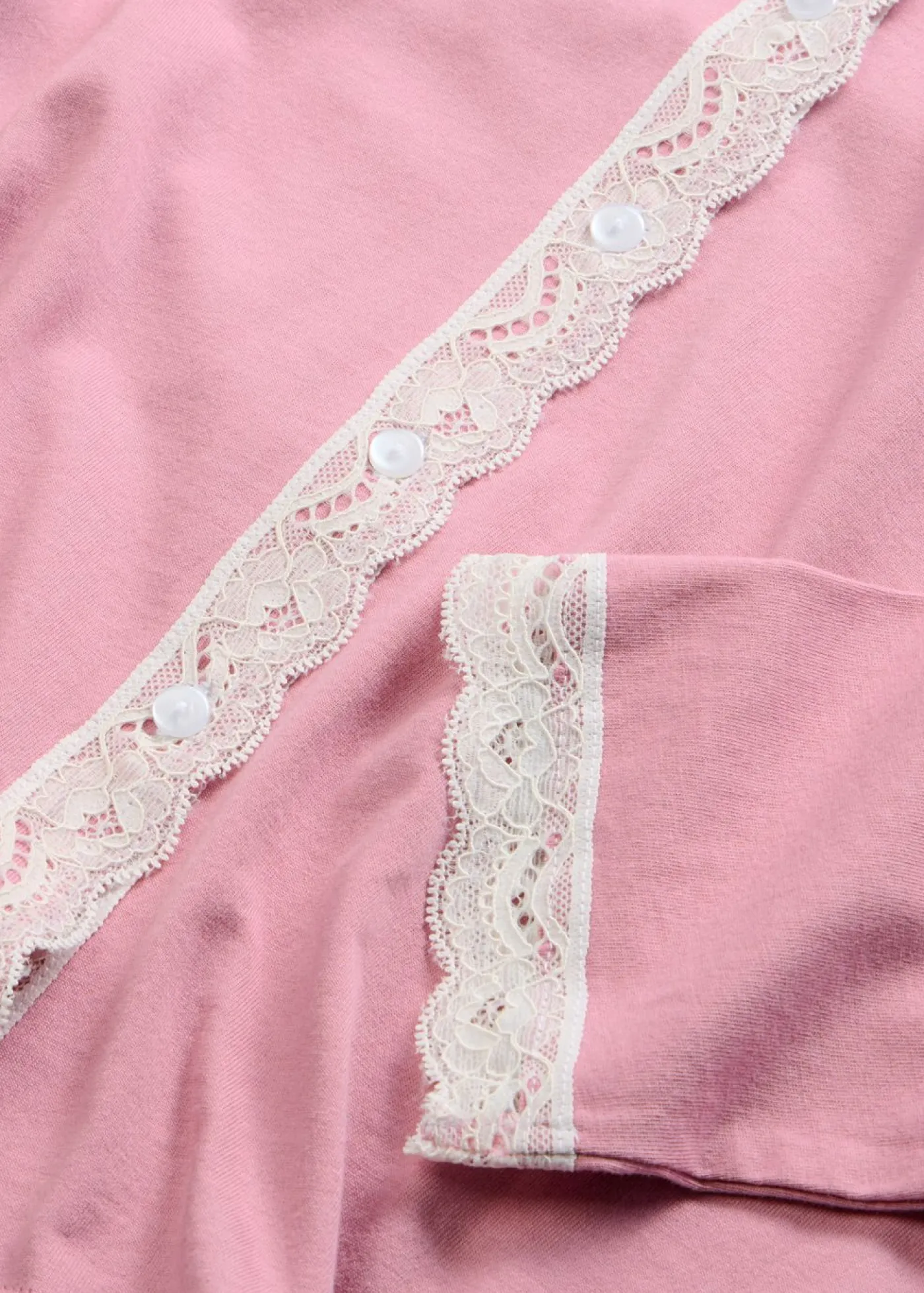 bonprix bonprix Pijama con botones malva-blanco lana Discount