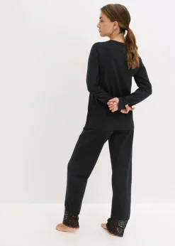 bonprix bonprix Pijama con encaje delicado Negro Online
