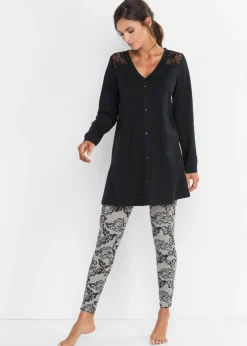 bonprix bonprix Pijama con leggings Negro-gris estampado Online