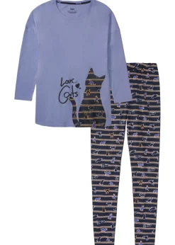 bonprix bonprix Pijama con leggings Azul marino-lavanda claro estampado Clearance