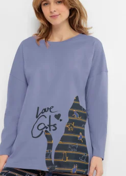 bonprix bonprix Pijama con leggings Azul marino-lavanda claro estampado Clearance
