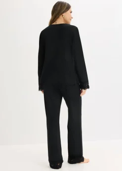 bonprix bonprix Pijama con ribete de encaje Negro Hot