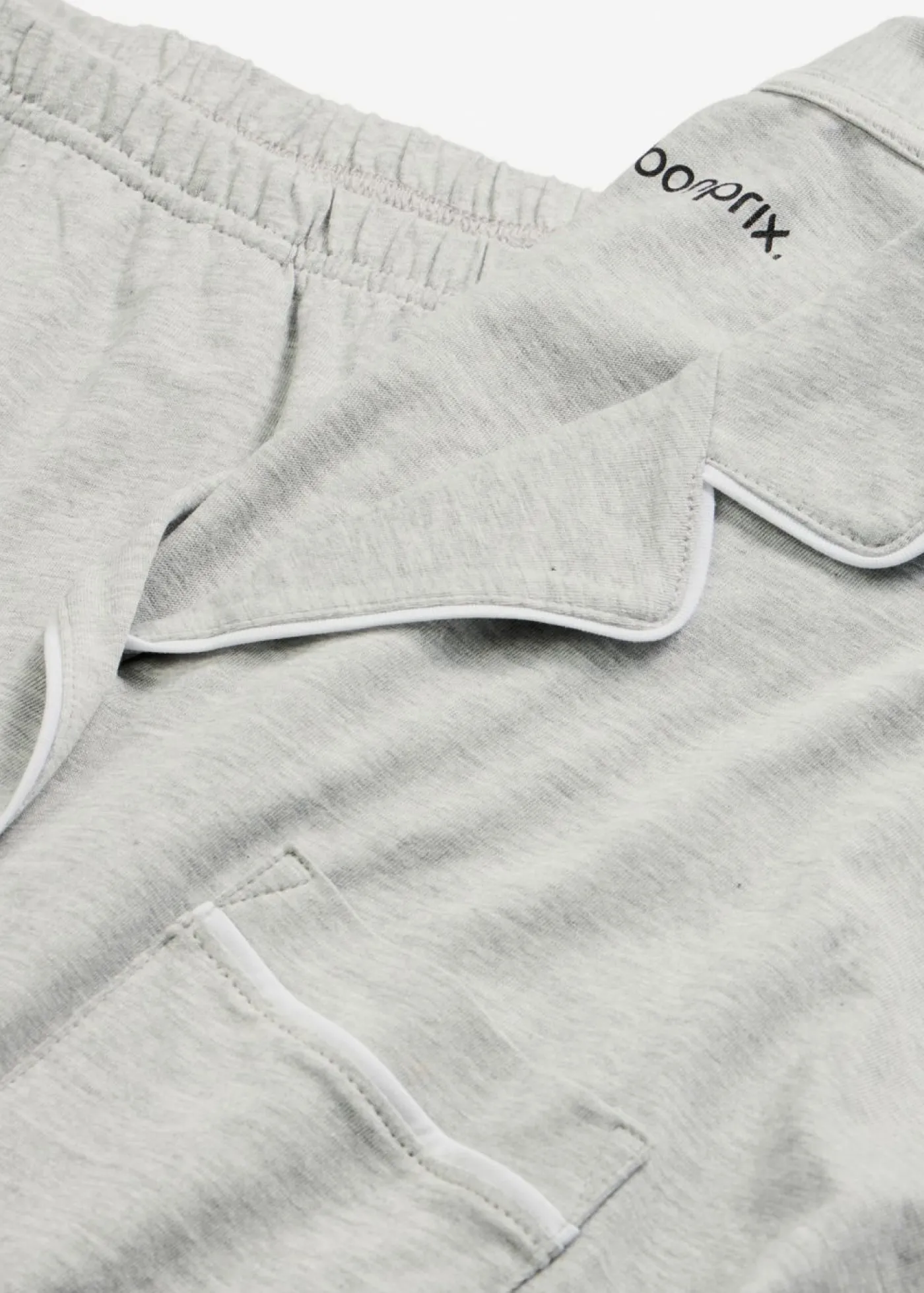 bonprix bonprix Pijama con viscosa y botones Gris claro jaspeado-blanco Best