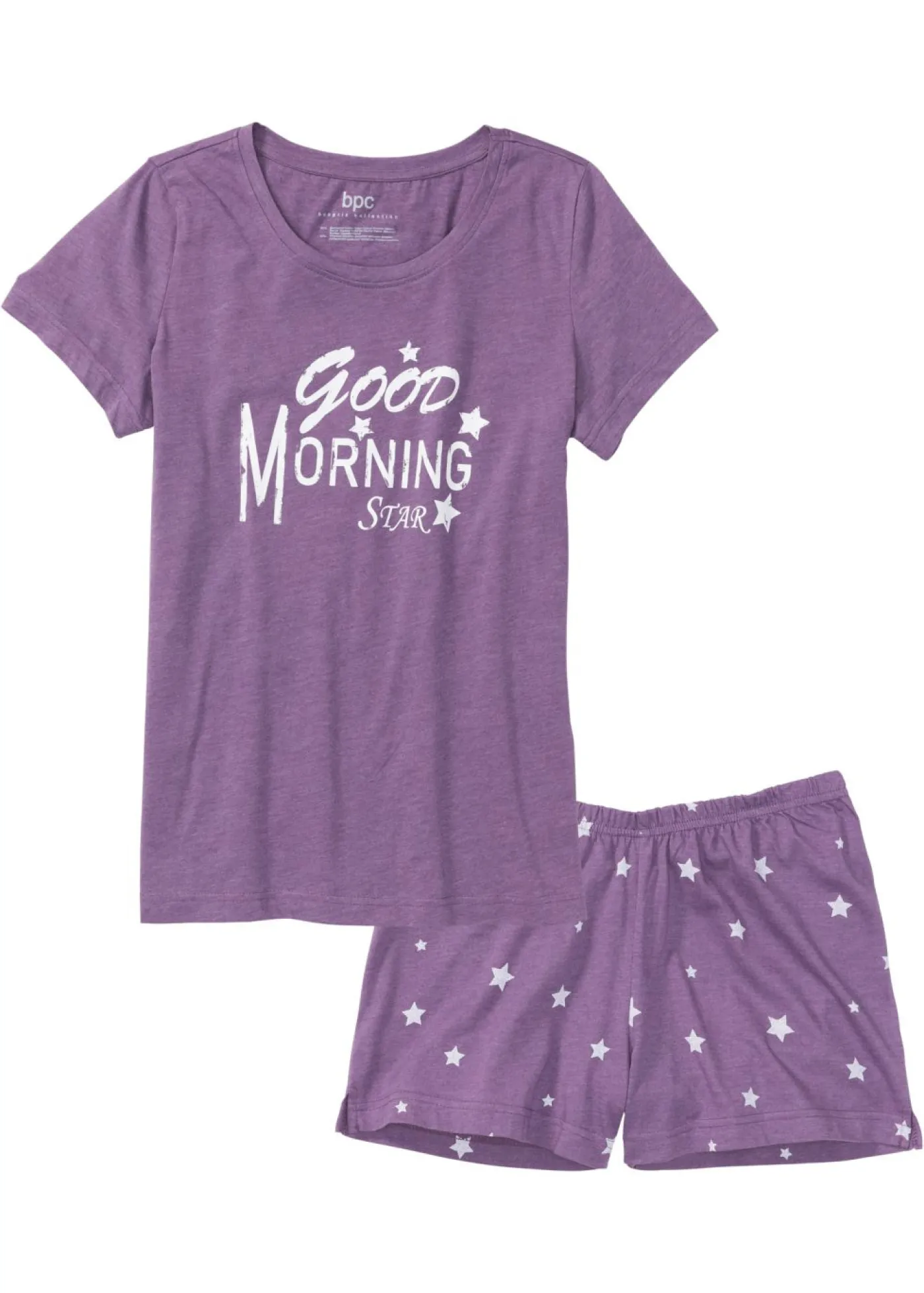 bonprix bonprix Pijama corto Lila jaspeado-blanco estampado New