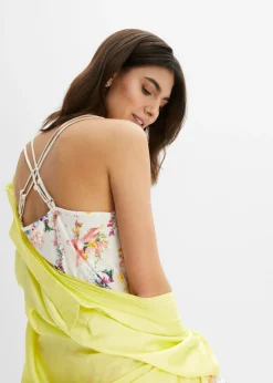 bonprix bonprix Pijama corto con tirantes finos Blanco lana de flores Clearance