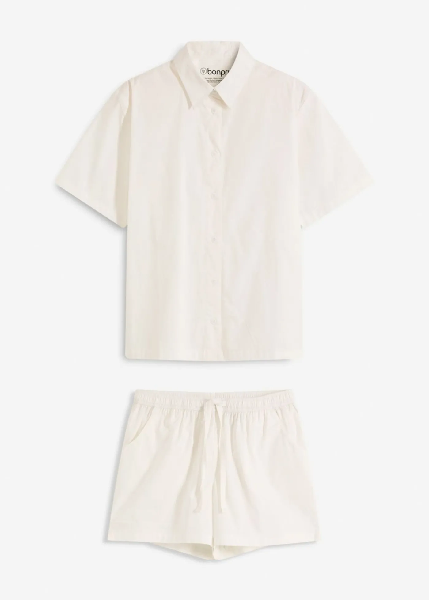 bonprix bonprix Pijama corto de algodón puro Blanco Sale