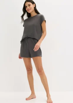 bonprix bonprix Pijama corto de material ligero y suave pizarra Best