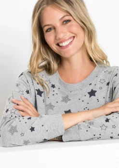 bonprix bonprix Pijama de algodón orgánico Gris claro jaspeado estampado