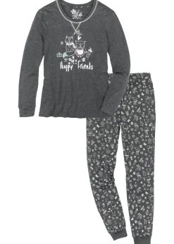 bonprix bonprix Pijama de algodón orgánico Antracita jaspeado estampado Discount