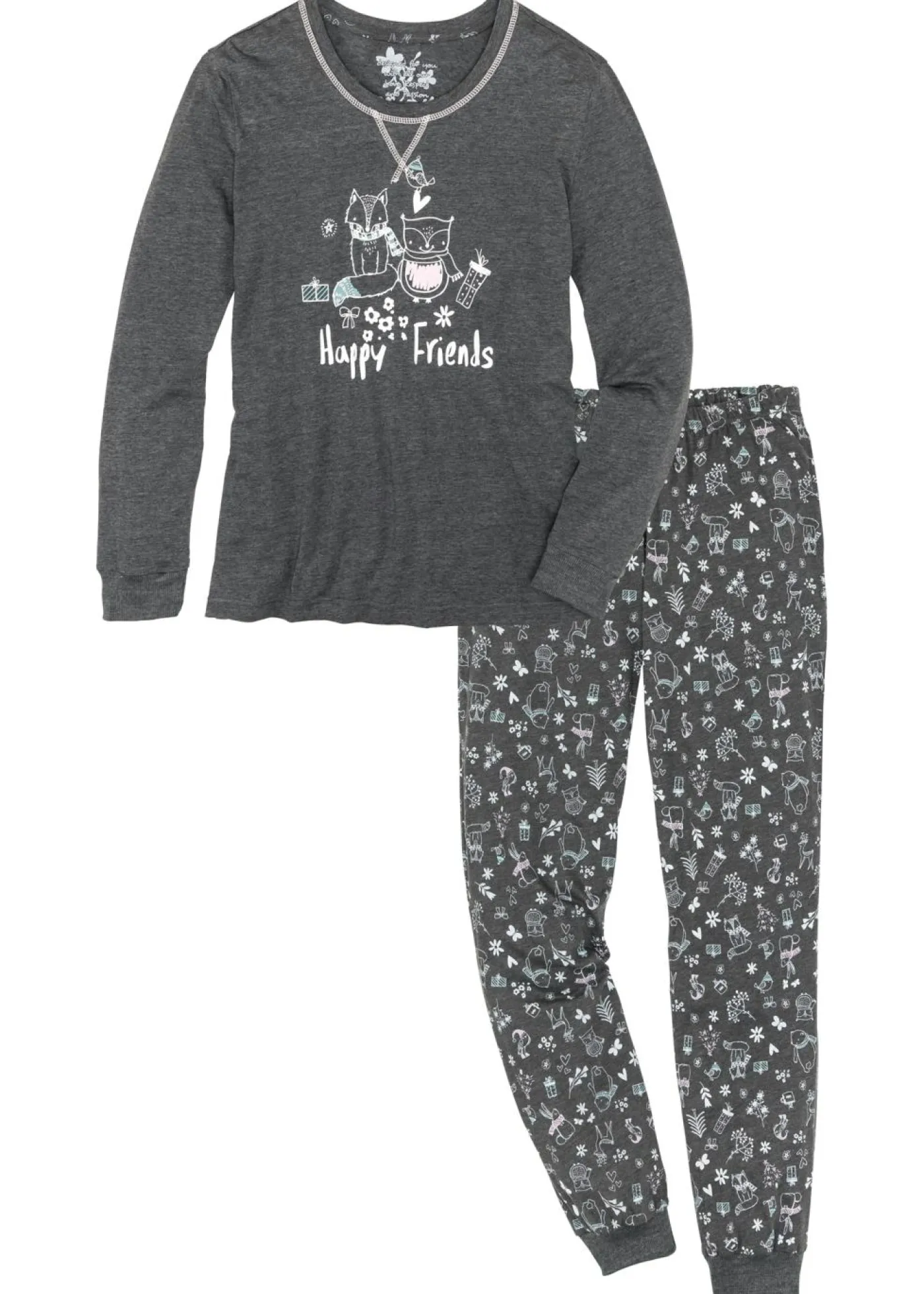 bonprix bonprix Pijama de algodón orgánico Antracita jaspeado estampado Discount