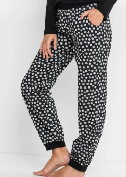 bonprix bonprix Pijama de algodón orgánico puro Negro-blanco estampado New