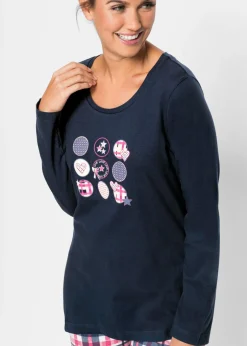 bonprix bonprix Pijama de algodón orgánico puro Azul marino New