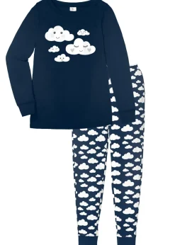 bonprix bonprix Pijama de algodón orgánico puro Azul oscuro estampado