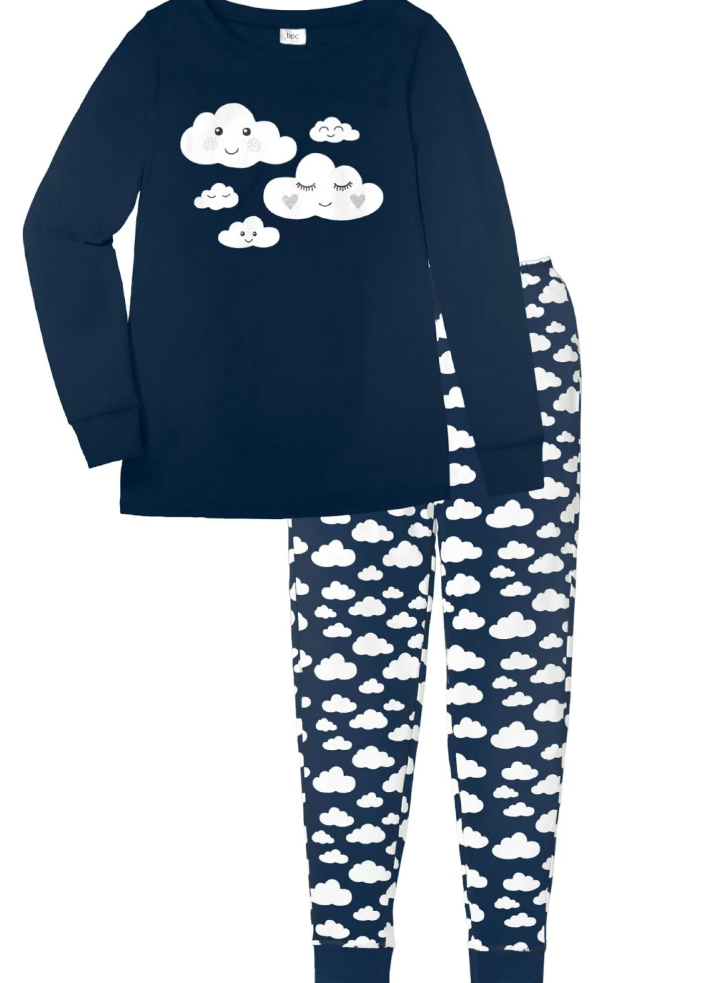 bonprix bonprix Pijama de algodón orgánico puro Azul oscuro estampado
