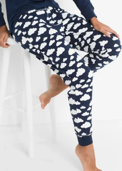 bonprix bonprix Pijama de algodón orgánico puro Azul oscuro estampado
