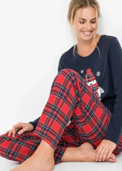 bonprix bonprix Pijama de algodón orgánico puro Azul marino Outlet