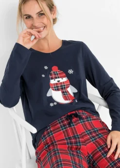 bonprix bonprix Pijama de algodón orgánico puro Azul marino Outlet