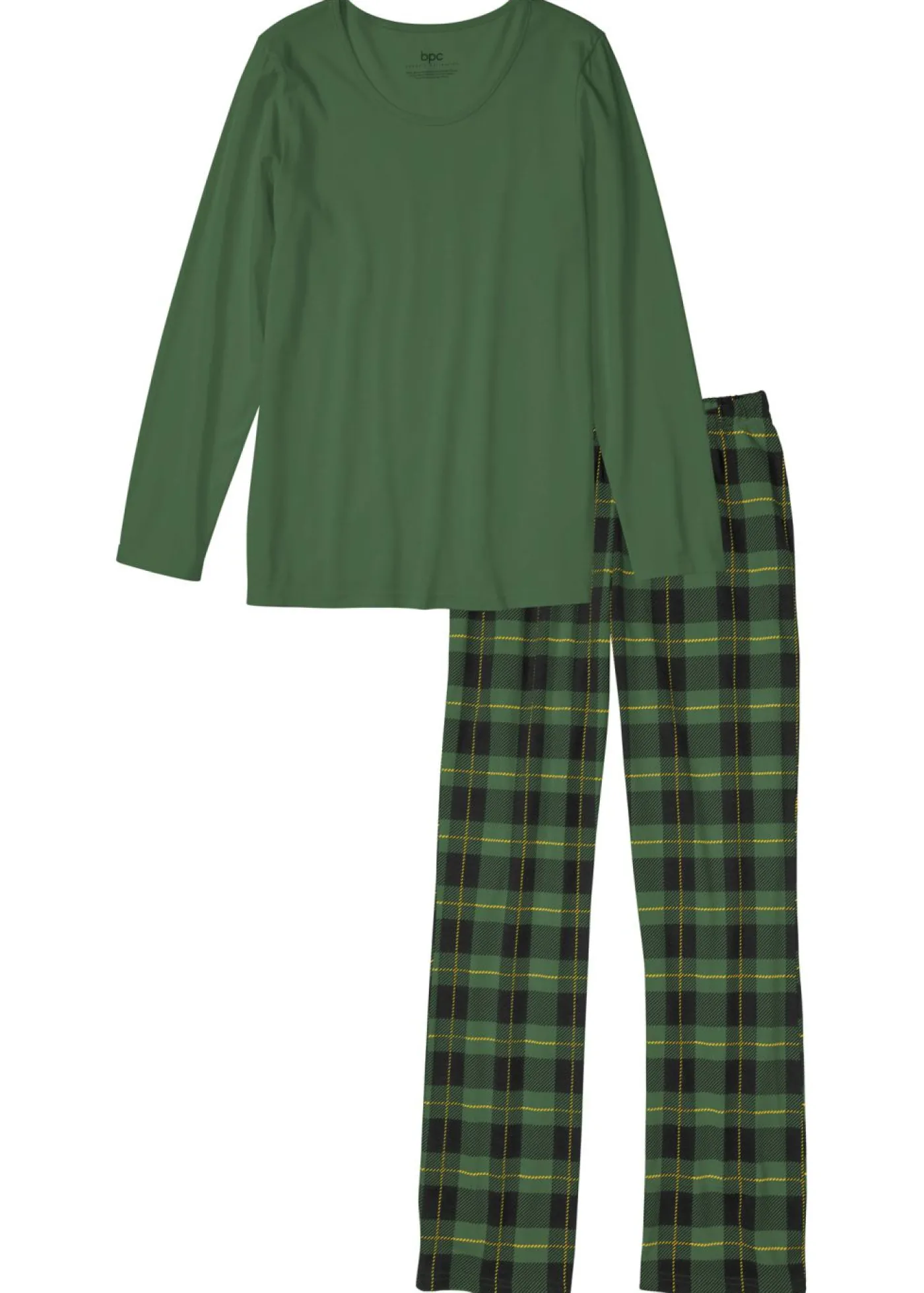 bonprix bonprix Pijama de algodón orgánico puro Verde de cuadros Online