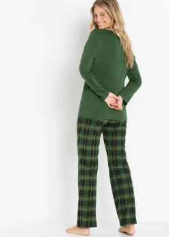 bonprix bonprix Pijama de algodón orgánico puro Verde de cuadros Online