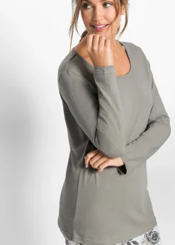 bonprix bonprix Pijama de algodón orgánico puro plata / carbón / blanco / pizarra / gris con flores Clearance