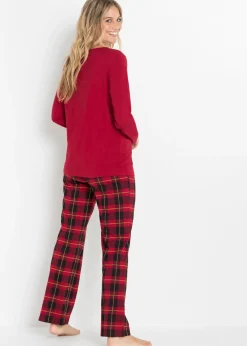 bonprix bonprix Pijama de algodón orgánico puro Rojo de cuadros