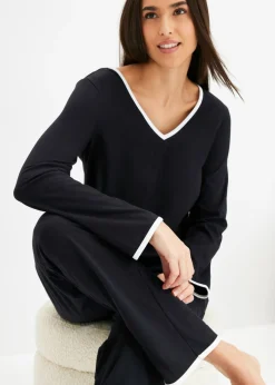 bonprix bonprix Pijama de algodón puro Negro-blanco Clearance