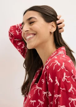 bonprix bonprix Pijama de algodón puro Rojo oscuro estampado Outlet