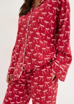 bonprix bonprix Pijama de algodón puro Rojo oscuro estampado Outlet
