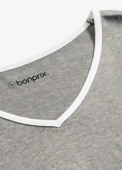 bonprix bonprix Pijama de algodón puro Gris jaspeado-blanco New