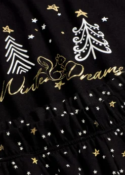 bonprix bonprix Pijama de algodón puro con estampado brillante Negro Discount