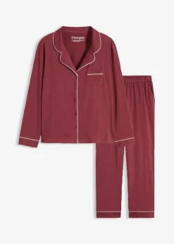 bonprix bonprix Pijama de algodón puro con botones rojo avellana Discount