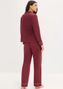 bonprix bonprix Pijama de algodón puro con botones rojo avellana Discount