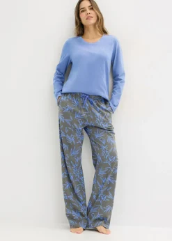 bonprix bonprix Pijama de algodón puro (3 piezas) azul provenzal-granito Discount