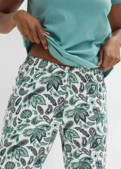 bonprix bonprix Pijama de algodón puro (3 piezas) azul marino + salvia ahumado Outlet