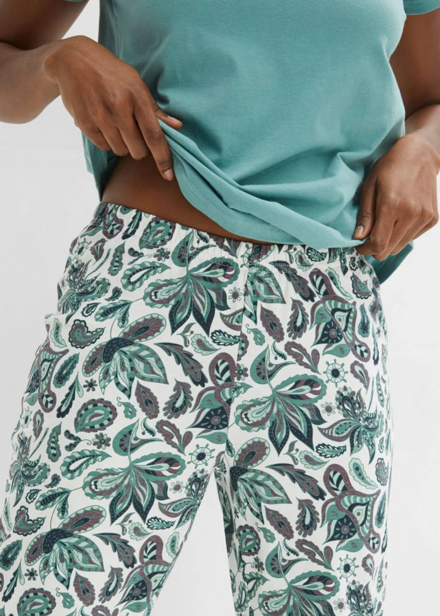 bonprix bonprix Pijama de algodón puro (3 piezas) azul marino + salvia ahumado Outlet
