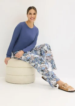 bonprix bonprix Pijama de algodón suave índigo-natural jaspeado Online