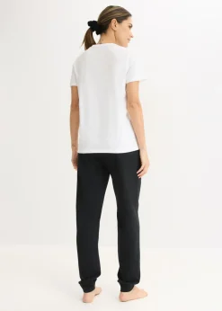 bonprix bonprix Pijama de algodón suave Blanco-negro Hot