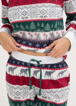 bonprix bonprix Pijama de algodón suave con bolsa de regalo Natural jaspeado estampado New