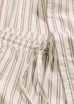 bonprix bonprix Pijama de algodón tejido con corte holgado blanco lana-marrón mate con rayas Outlet