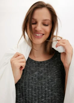 bonprix bonprix Pijama de canalé oversize negro / gris claro moteado New