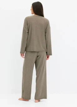 bonprix bonprix Pijama de canalé suave marrón moteado Sale