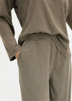 bonprix bonprix Pijama de canalé suave marrón moteado Sale