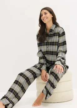 bonprix bonprix Pijama de franela Negro de cuadros