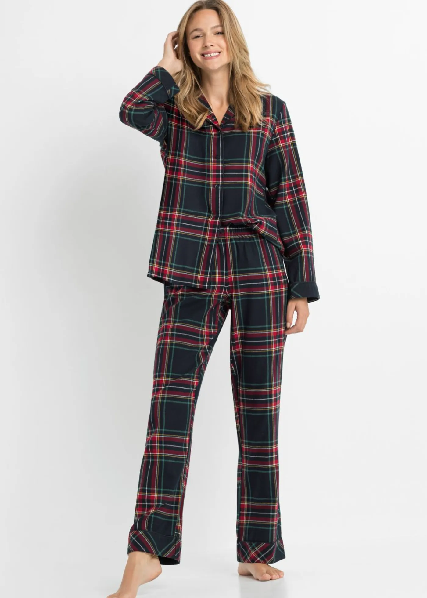 bonprix bonprix Pijama de franela Azul marino de cuadros Best