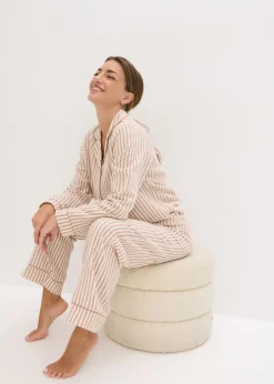 bonprix bonprix Pijama de franela con bolsa regalo Batido de chocolate/blanco lana de rayas Discount