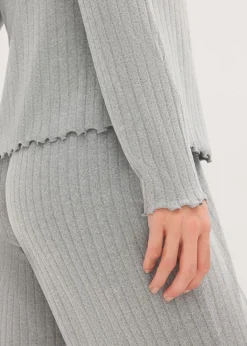 bonprix bonprix Pijama de pointelle suave gris jaspeado moteado Best