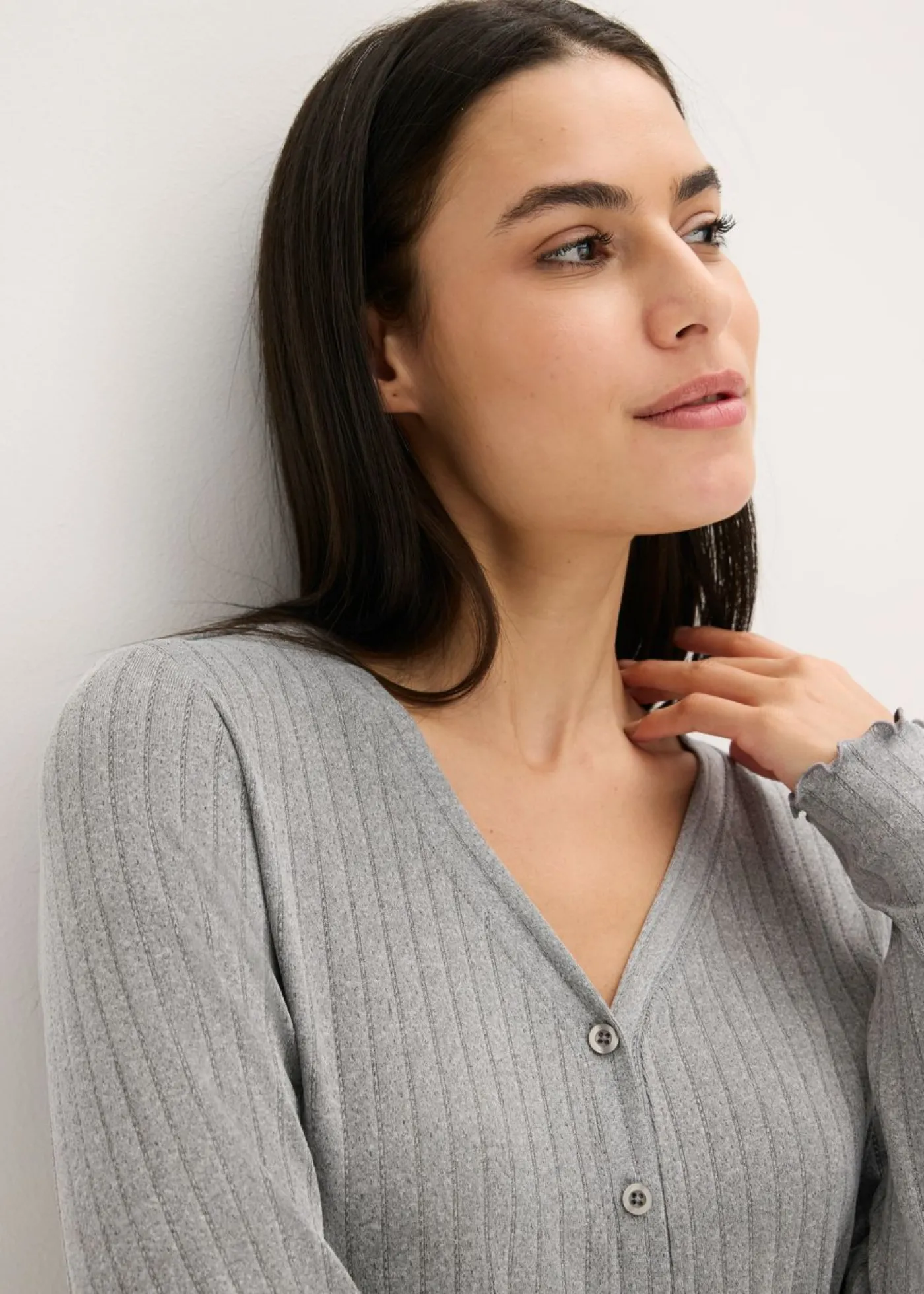 bonprix bonprix Pijama de pointelle suave gris jaspeado moteado Best