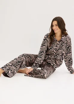 bonprix bonprix Pijama de satén Negro New