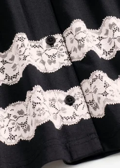 bonprix bonprix Pijama de suave mezcla de viscosa Negro-blanco lana Sale